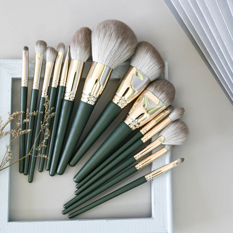 Professional Beauty Tool Brush Paint 14 Green Cloud Super Soft Beginner Full Set of Makeup Brush Set