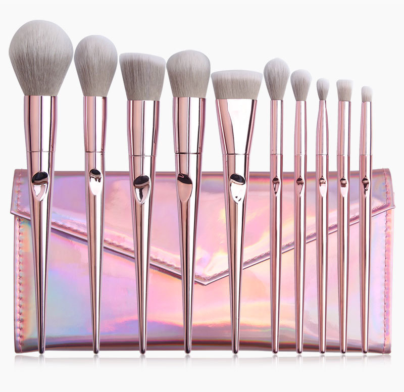 10PCS Pink Makeup Brush Private Label Premium Synthetic Hair Cosmetic Brushes Set