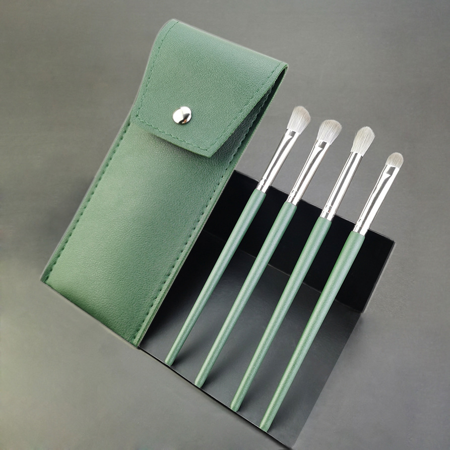 5colors Soft Fiber Eye Makeup Brush Set 4 Portable Beginner Eye Shadow Brush Sets with PU Bag