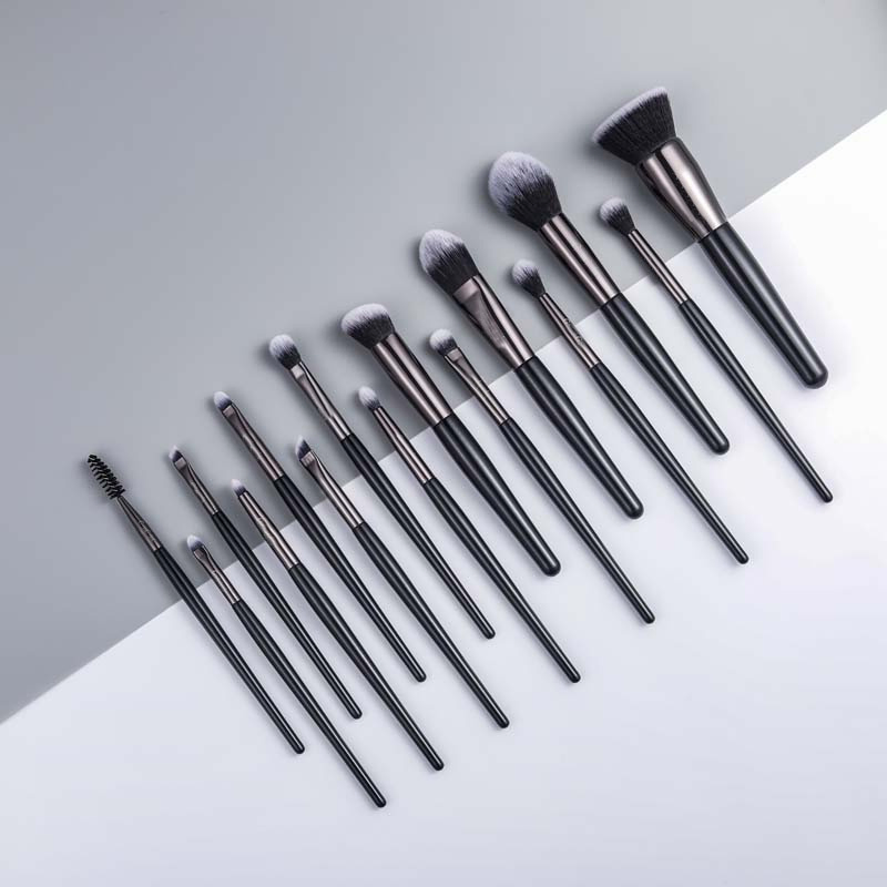 15PCS Black Color Makeup Brush Set High Quality Vegan Synthetic Hair Beginner Beauty Tools Manufacturers