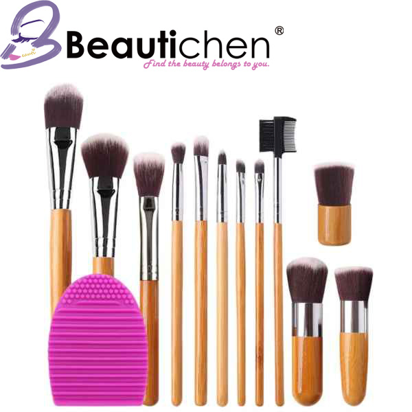 Beautichen Luxury Professional Orange Wood Handle Cosmetics Make up Tools Eye Makeup Brushes Set Synthetic Makeup Brush Set