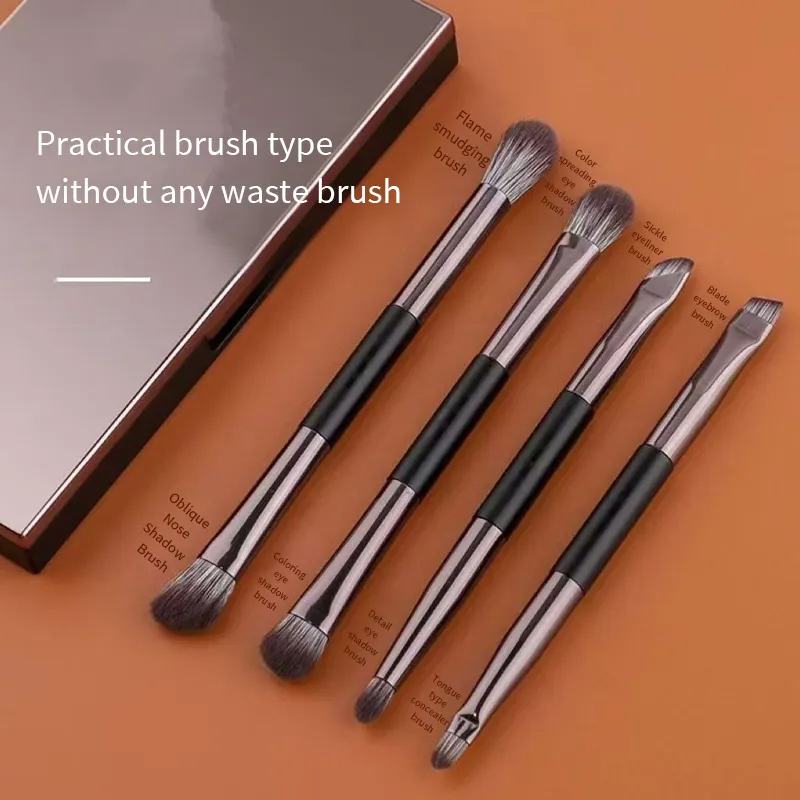 4 PCS Eye Shadow Brush Eyebrow Brush Concealer Paint Brush Nose Highlight Brush Powder Blusher Brush Face Double Head Makeup Brush Set