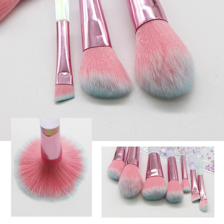 Hot Selling 7 Pieces Crystal Makeup Brushes Transparent Diamond Crystal Handle Makeup Brush Set for Powder Highlight