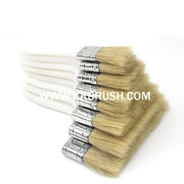 Hair Paint Brush, Paint Brush Handle, Flat Brush with Natural Bristle Multicolor Handle