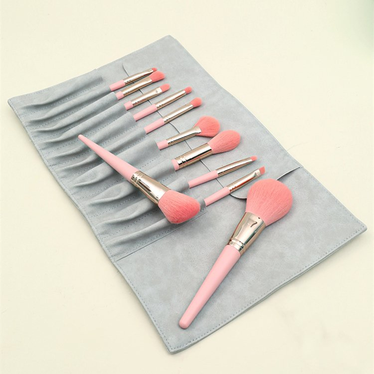 9PCS Beginner Beauty Tools Synthetic Fiber Hair Cosmetic Brush Professional Pink Makeup Brush Set