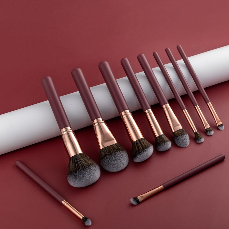 Makeup Brush Set 10PCS Premium Cosmetic Brush for Foundation Blush Concealer Eyeshadow Eyebrow Highlight Red Make up Brush