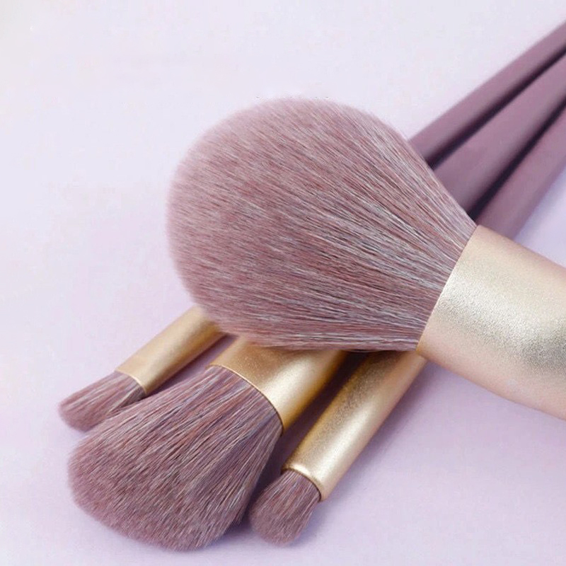Beautichen 9-Piece Makeup Brush Set – Soft Synthetic Bristles for Blush, Foundation, Eyeshadow &amp; Eyebrows – Nude Pink &amp; Champagne Gold Design