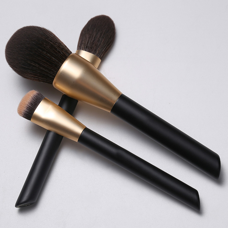 Black Wood Handle Synthetic Hair Private Label Cosmetic Make up Powder Blush Brushes Kit Makeup Brushes Set
