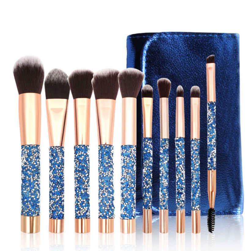 Wholesale Custom Logo Glitter Handle Luxury Diamond Makeup Brush Set