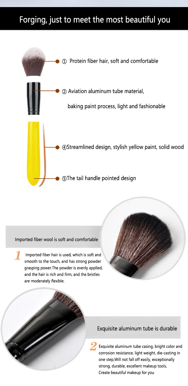 Makeup Brush-Yellow Series 12PCS Synthetic Hair 3