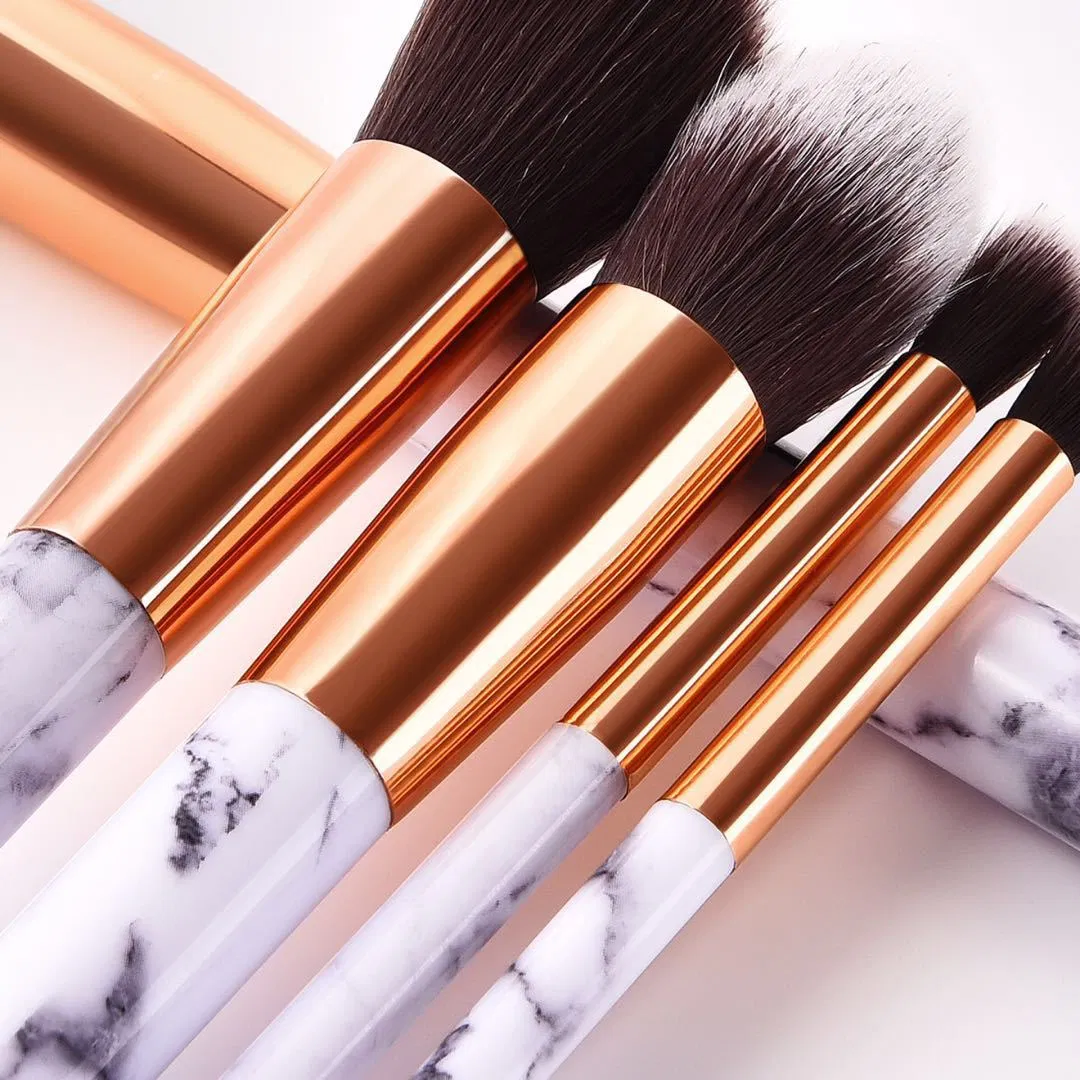 Hot Selling 10PCS Foundation Face Blush Marble Cosmetic Tools Beauty Makeup Brush Set