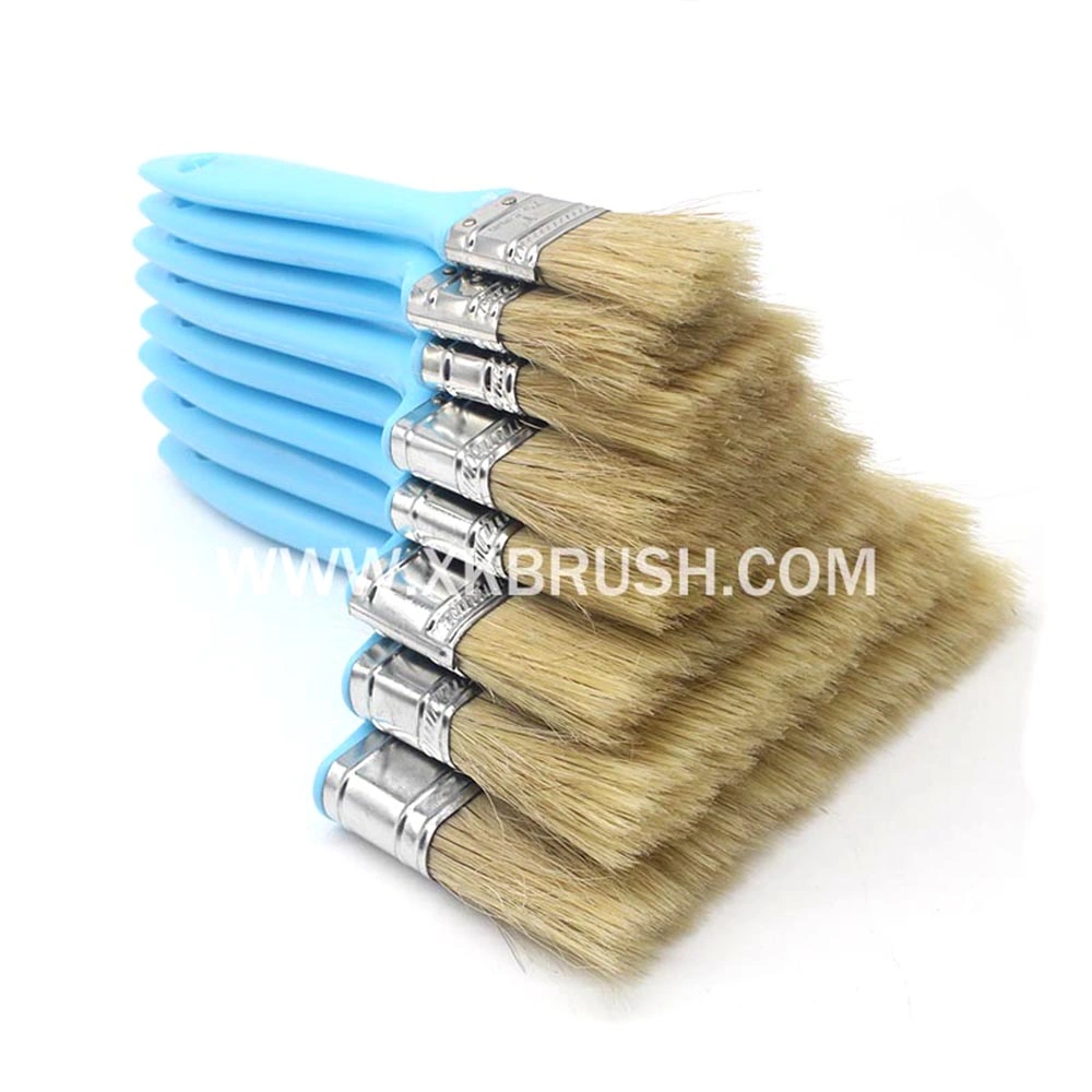 Hair Paint Brush, Paint Brush Handle, Flat Brush with Natural Bristle Multicolor Handle