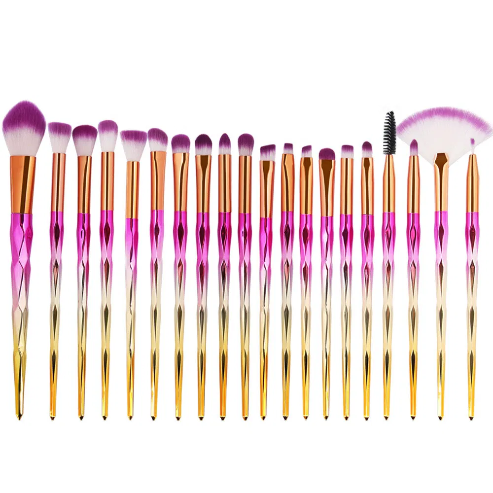 Beautichen 20PCS Diamond Makeup Brushes Private Label Powder Foundation Eye Shadow Eyebrow Crystal Professional Makeup Brush Set