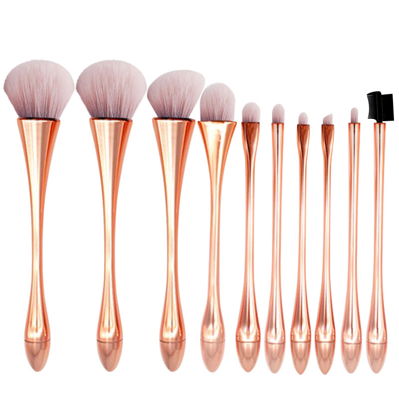 10PCS Cosmetic Brush Rose Gold/ Red /Ochre Color Make up Tools Face Makeup Brushes Set