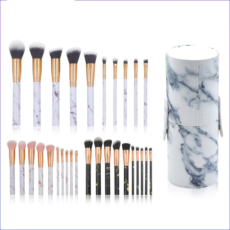 Hot Selling 10PCS Foundation Face Blush Marble Cosmetic Tools Beauty Makeup Brush Set