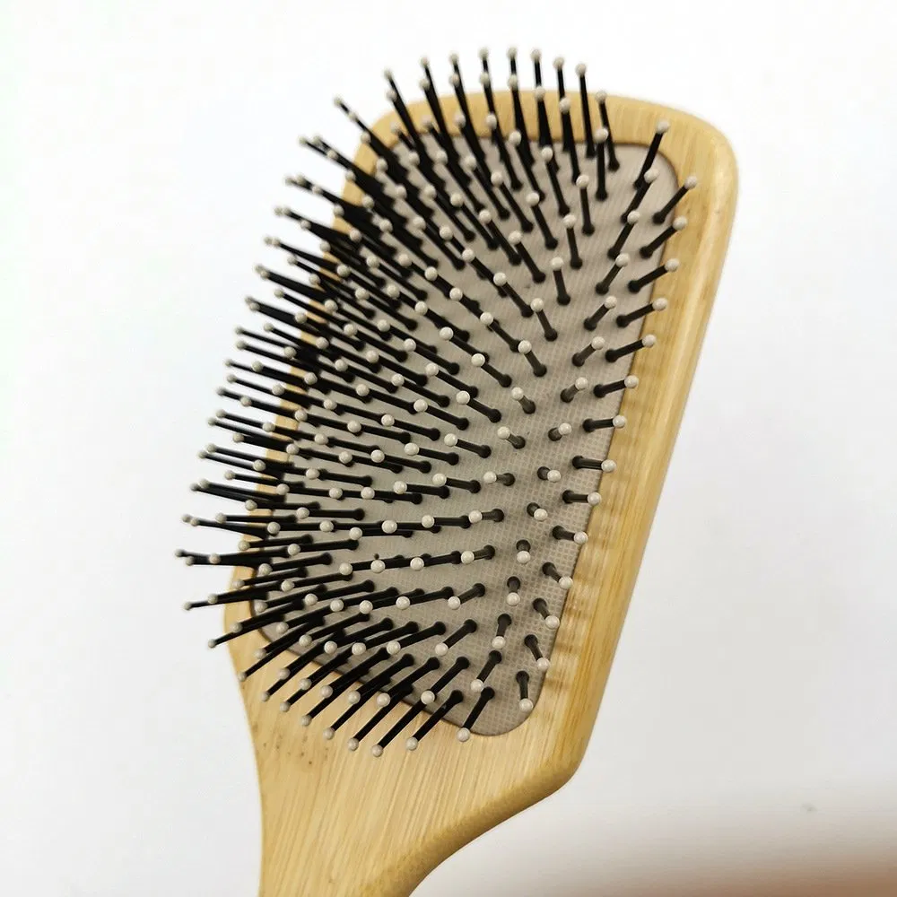 Natural Bamboo Square Large Plate Portable Home Detangling Massage Air Cushion Hair Brush