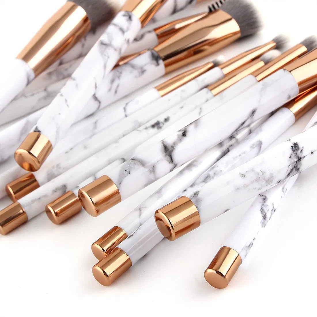 Beautichen 2025 Free Sample 15PCS Luxury Marble Kabuki Makeup Brush Set