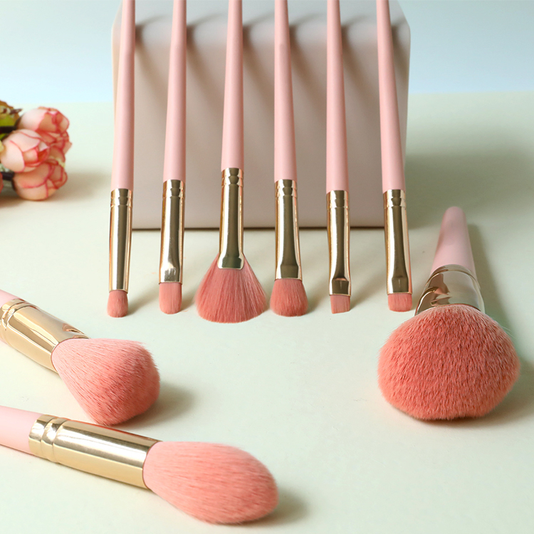 9PCS Beginner Beauty Tools Synthetic Fiber Hair Cosmetic Brush Professional Pink Makeup Brush Set