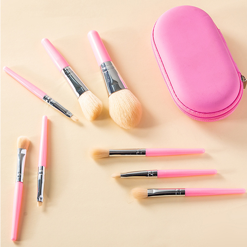 Beautichen 8PCS Pink Amazon Bestseller Makeup Brush Set with Pink Pouch - Eyeshadow/Loose Powder/Blush/Contour/Nose Contour Brushes Beginner-Friendly Kit