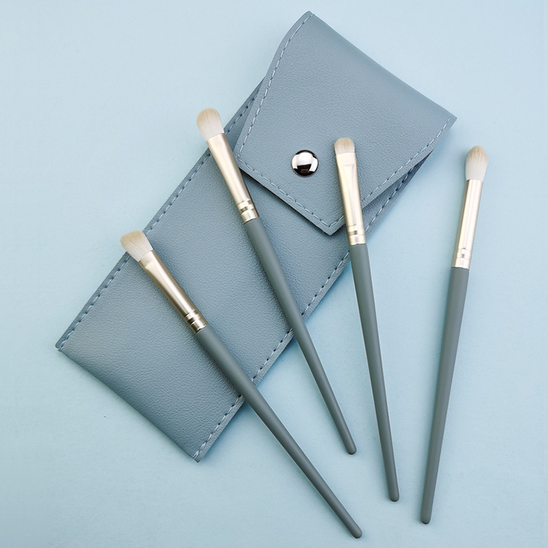 5colors Soft Fiber Eye Makeup Brush Set 4 Portable Beginner Eye Shadow Brush Sets with PU Bag
