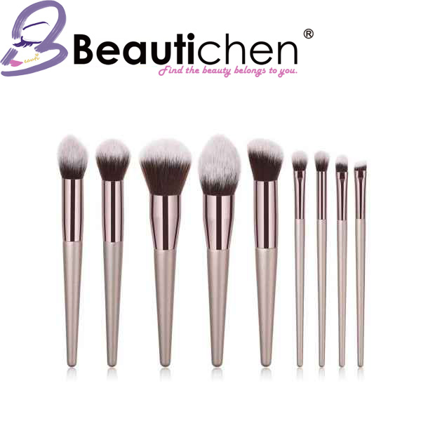 Beautichen Private Label Luxury Cosmetic Manufacturer Make up Brush Set 9 Pieces Champagne Color Makeup Brush Set