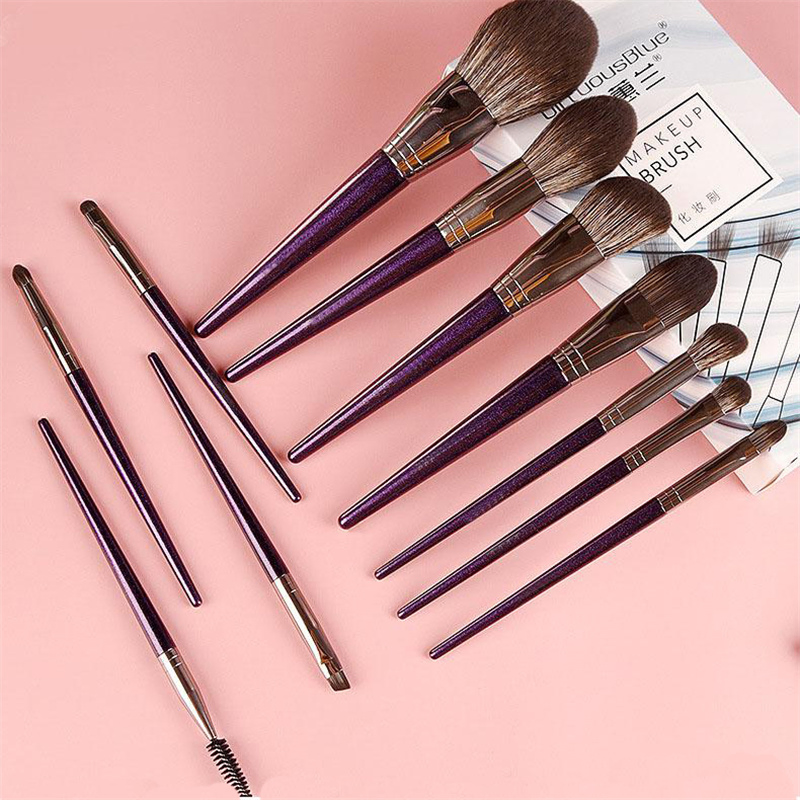 Luxury 11 PCS Vegan Private Label Brush Custom Logo Cruelty Free Soft Bristles Purple Makeup Brushes Set