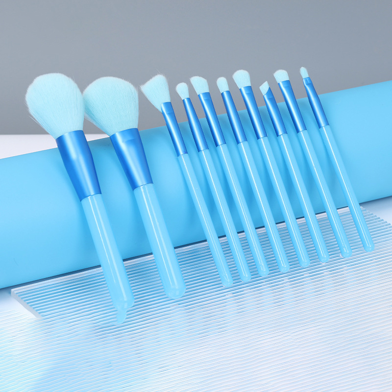 Beautichen 10PCS Blue Beginner Budget Makeup Brush Set - Plush Eyeshadow &amp; Foundation Brushes Ready Stock, Factory Direct Cosmetic Tools