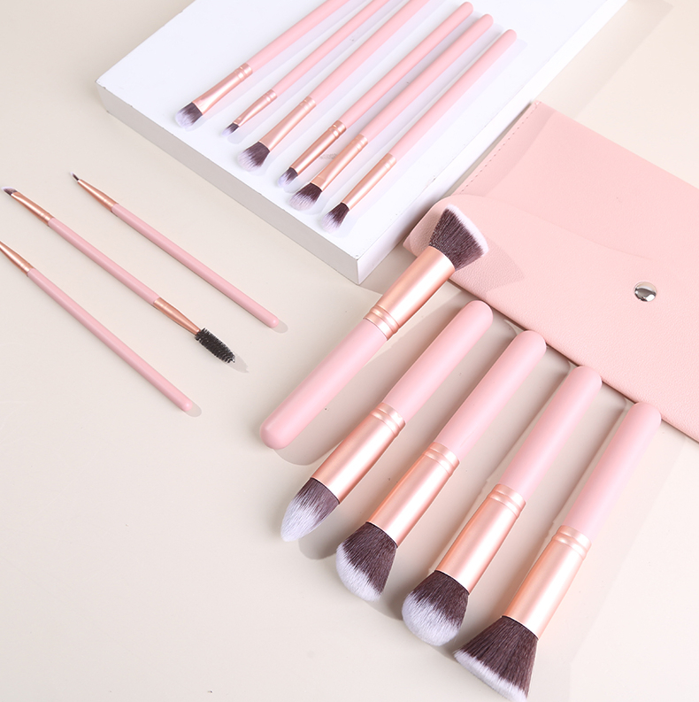 14PCS Black Synthetic Hair Kabuki Brush Blending Face Powder Concealer Brush Make up Brushes Set