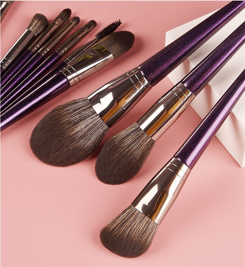 Luxury 11 PCS Vegan Private Label Brush Custom Logo Cruelty Free Soft Bristles Purple Makeup Brushes Set