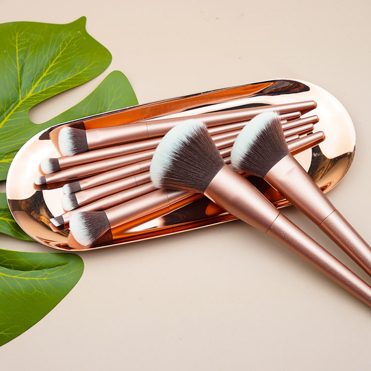 Professional Luxury Rose Gold Custom High Quality Synthetic Eye Makeup Brush Set