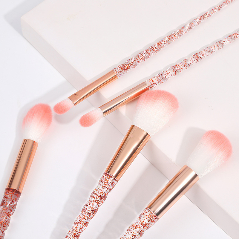 Beautichen 10PCS Red Glitter Handle Makeup Brush Set – Pink Gradient Bristles, Soft Synthetic Fiber for Blush, Contour, Eyeshadow &amp; Blending