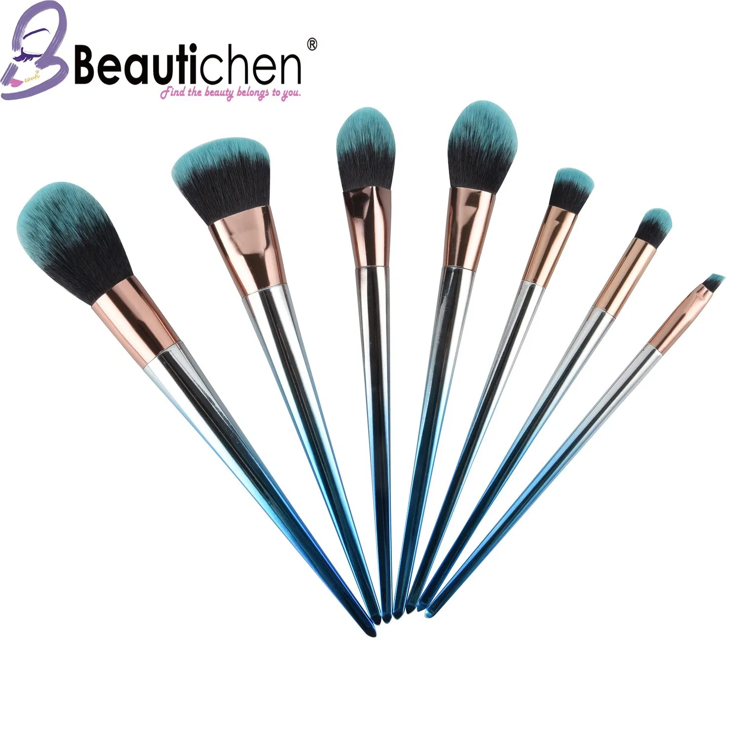 Beautichen 7PCS Soft Vegan Synthetic Hair Powder Foundation Eye Blending Lip Makeup Brushes Kit Private Labe Makeup Brush Set