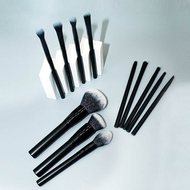 12 PCS Makeup Brush Set for Beginners with Wave Shape Angled Contour Brush, Soft Synthetic Vegan Bristles, Cosmetic Brushes Kit