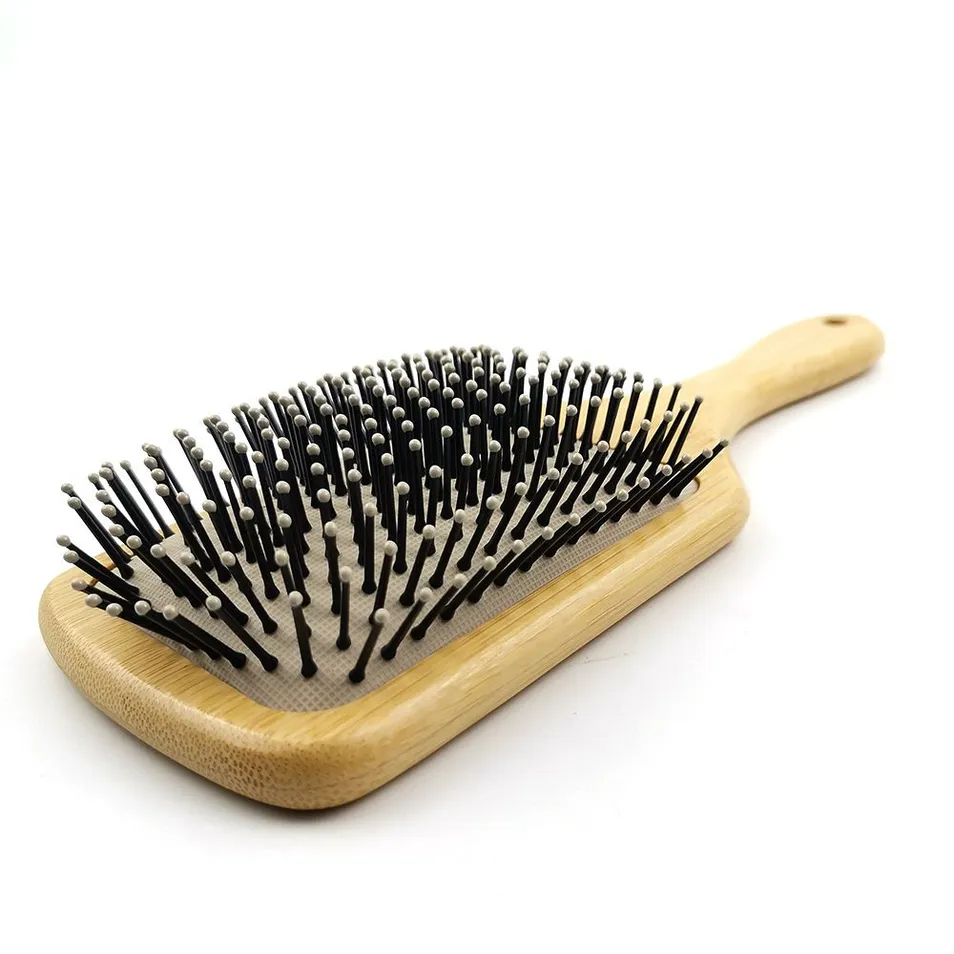 Natural Bamboo Square Large Plate Portable Home Detangling Massage Air Cushion Hair Brush