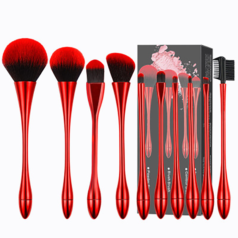 10PCS Cosmetic Brush Rose Gold/ Red /Ochre Color Make up Tools Face Makeup Brushes Set