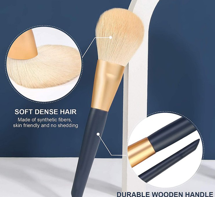 Wholesale 12PCS Makeup Brushes Professional Portable Synthetic Hairs Blue Handle Makeup Brush Set with Bucket