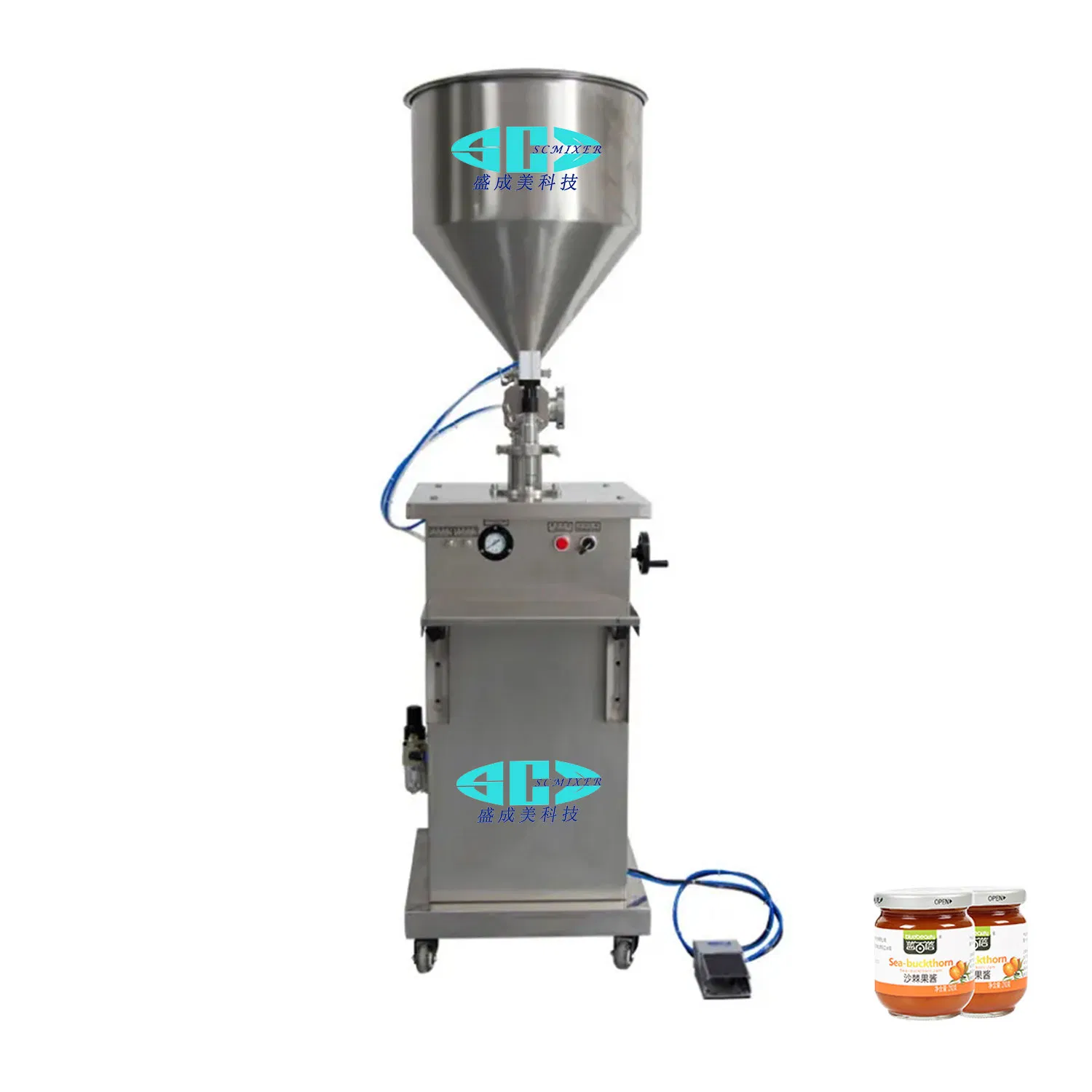 Máquina de llenado de crema cosmética de champú de pistón en botella pequeña, miel, semiautomática, horizontal, neumática para líquidos y pastas