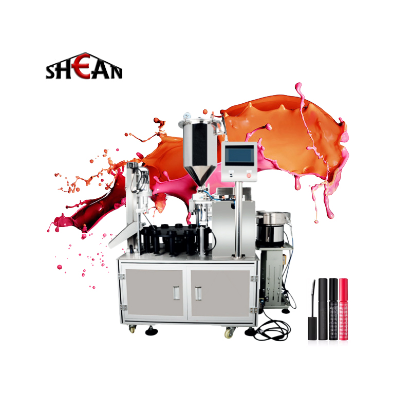 Máquina de llenado, tapado y envasado de tubo para rímel, lápiz labial líquido y brillo labial