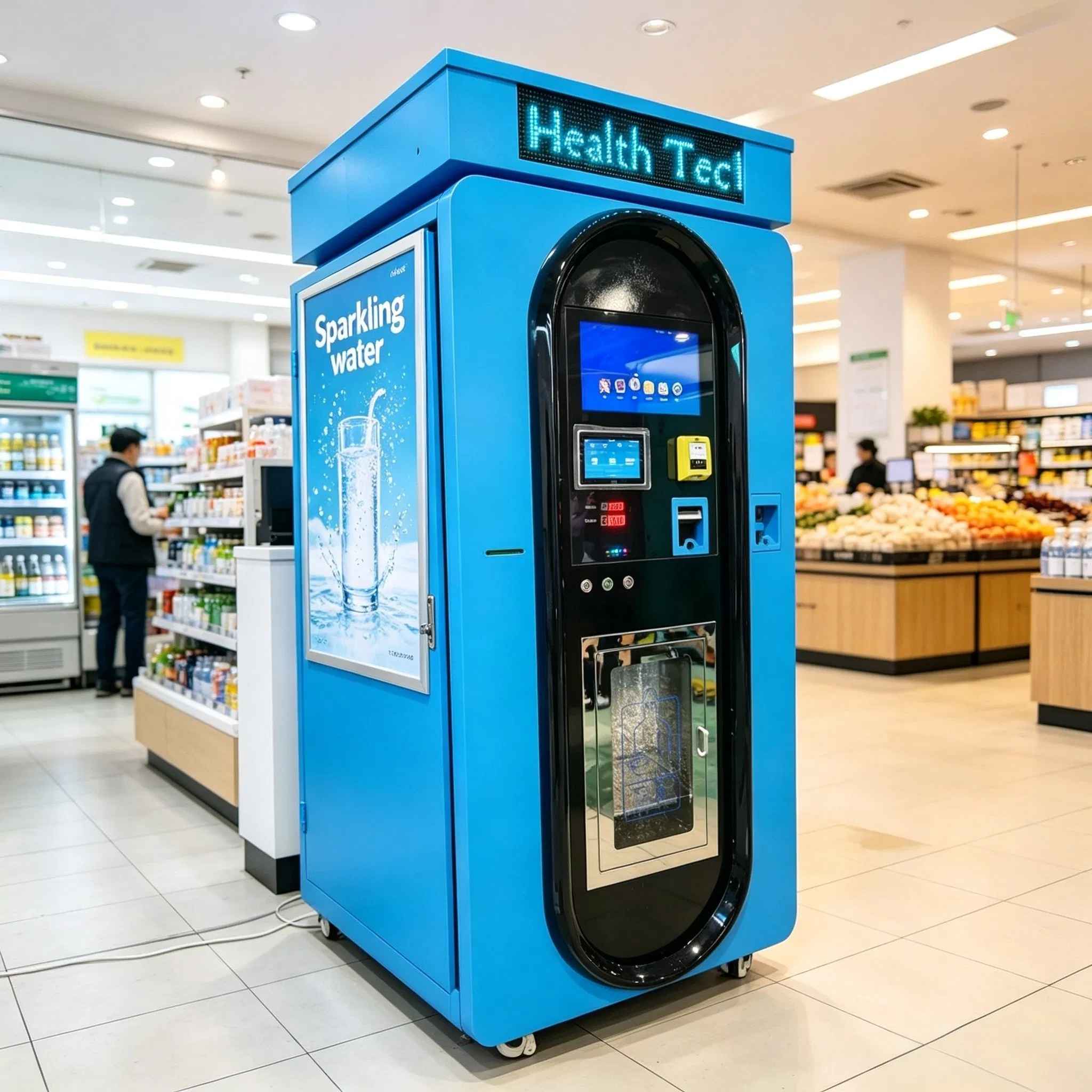 Fuente de Hidrógeno para Beber Relleno de Agua ATM Purificador Automático Dispensador de Agua Fría Agua Espumosa Máquina Expendedora