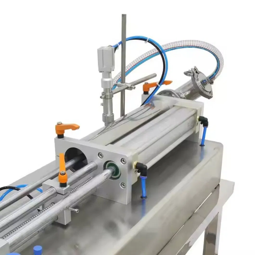 100-1000ml Máquina de llenado manual de líquido para agua, jugo y bebidas, con pistón neumático horizontal semiautomático para uso químico