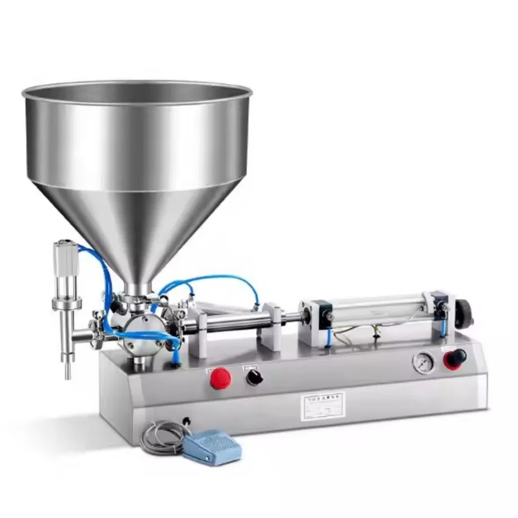 100-1000ml Máquina de llenado manual de líquido para agua, jugo y bebidas, con pistón neumático horizontal semiautomático para uso químico