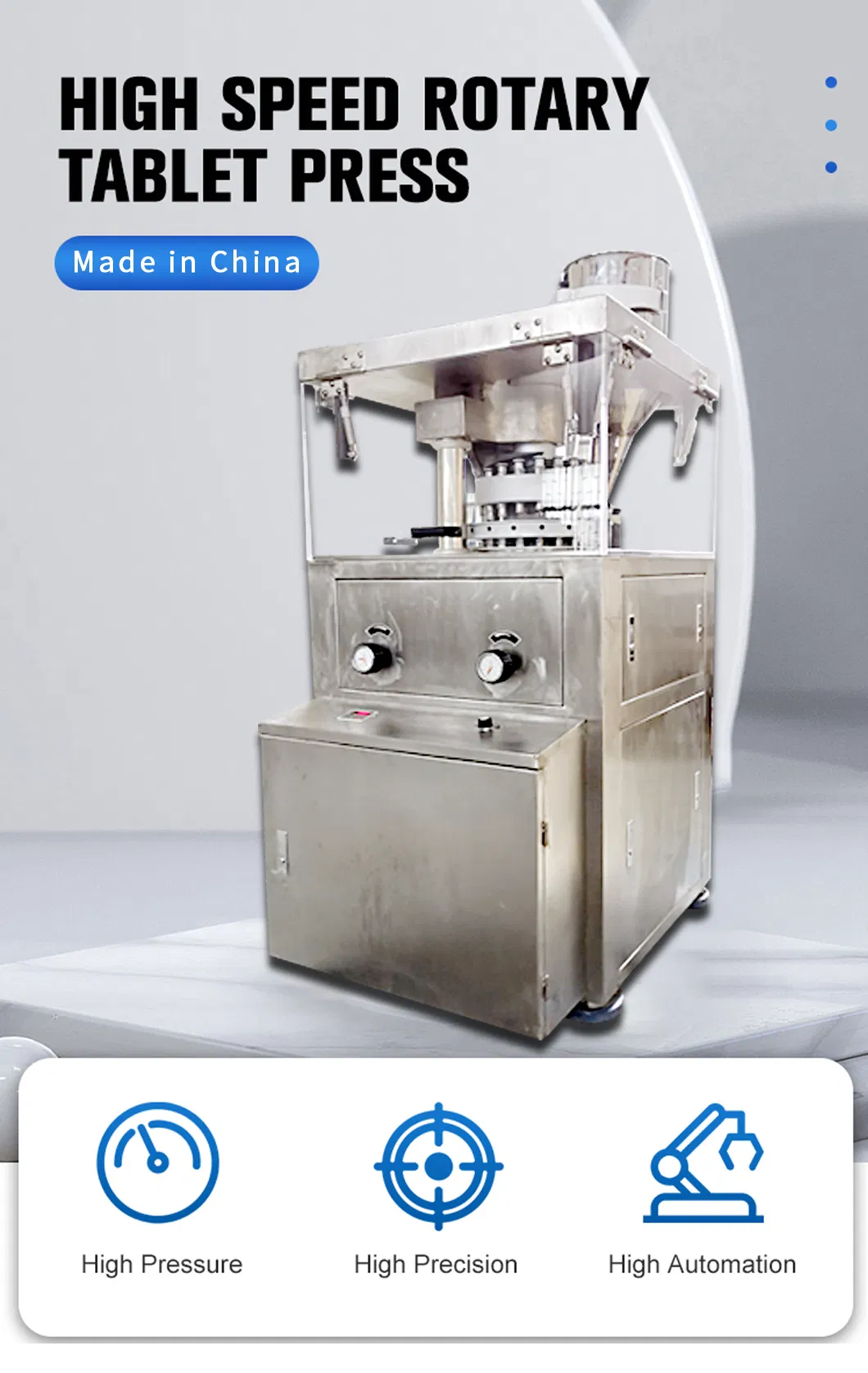 Prensa de tabletas rotativa para polvo químico de laboratorio