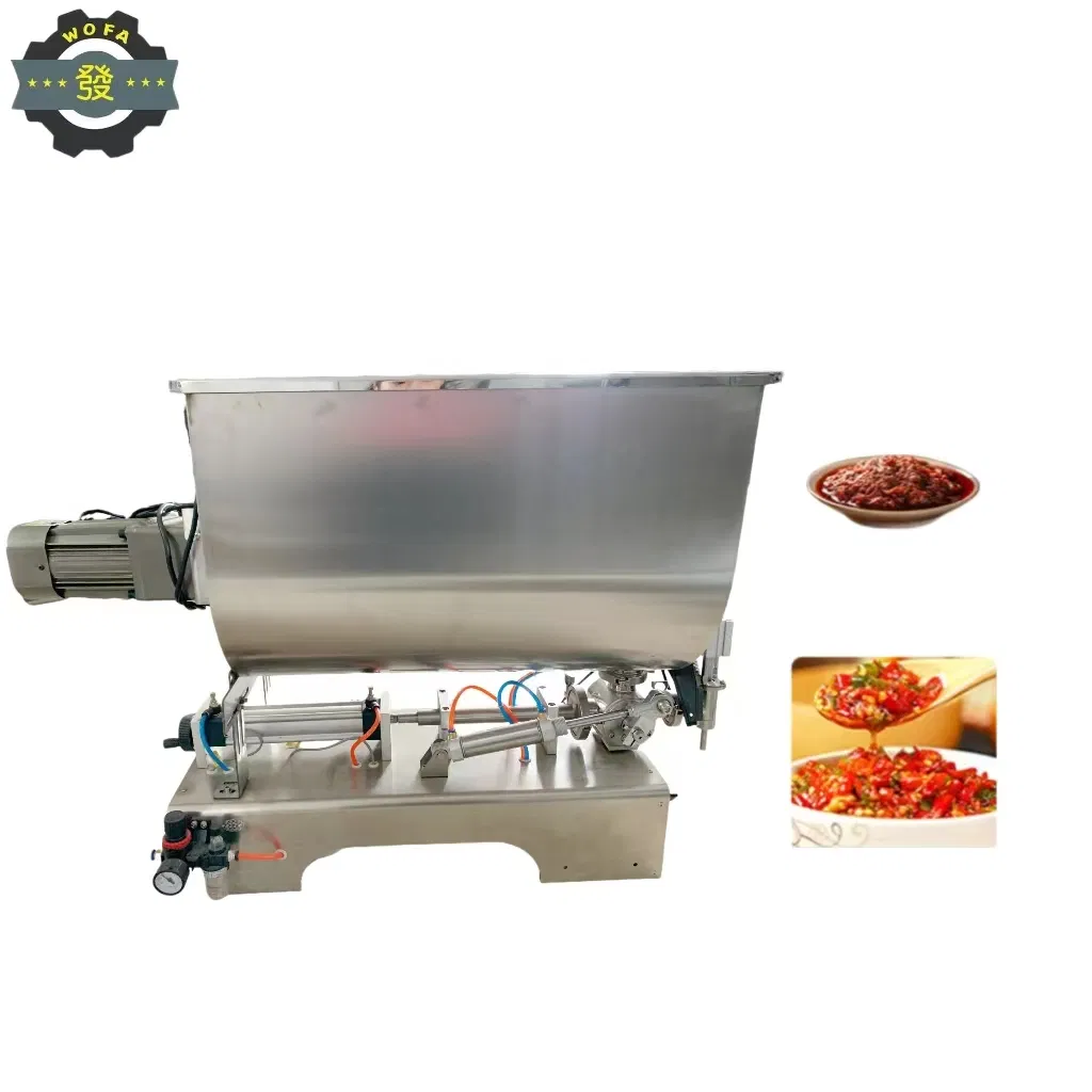 Máquina de Llenado y Mezcla Neumática Horizontal en Forma de U para Llenado y Empaque de Salsa de Aceite de Chile 304 Material de Acero Inoxidable