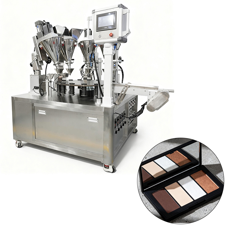 Línea de fabricación de cosméticos para el llenado automático de polvo suelto cosmético de color base 4