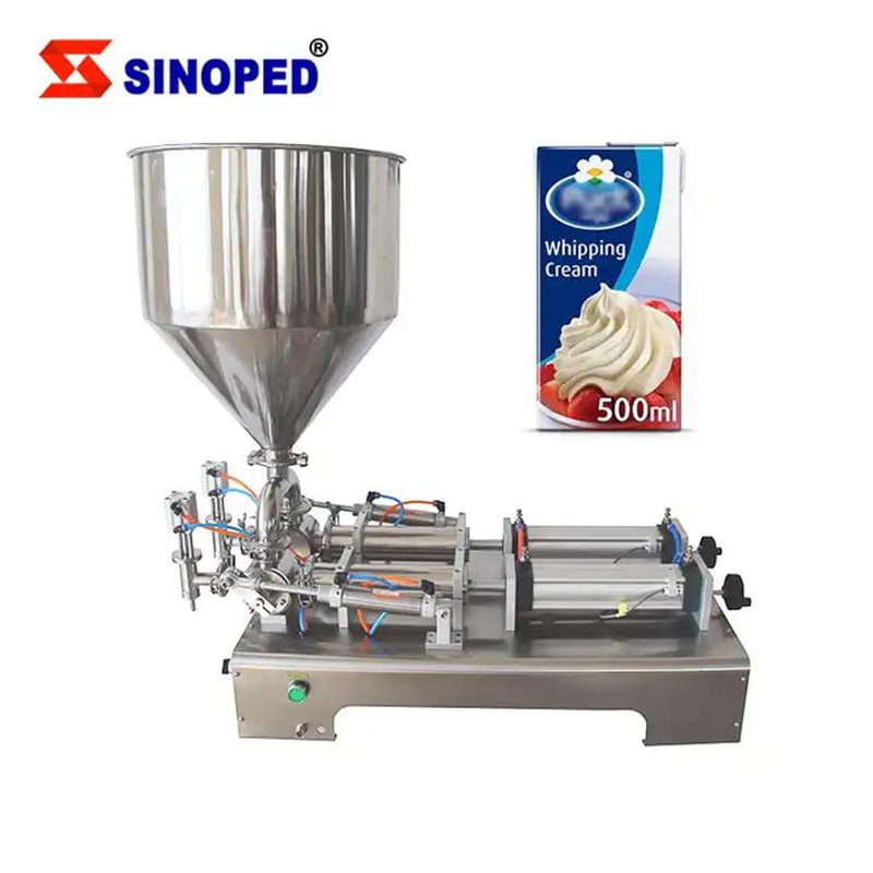 Máquina de llenado de líquidos para miel, jarabe, crema, agua y bebidas con llenador neumático de dos cabezales