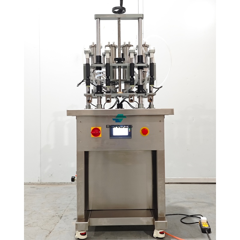 Máquina de llenado de perfume líquido neumática semiautomática para botellas de vidrio de mini tónico y licor