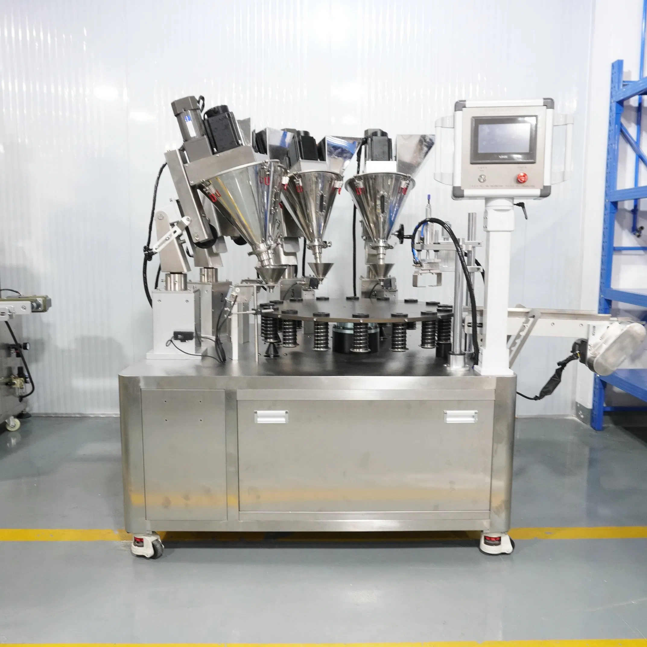Línea de fabricación de cosméticos para el llenado automático de polvo suelto cosmético de color base 4