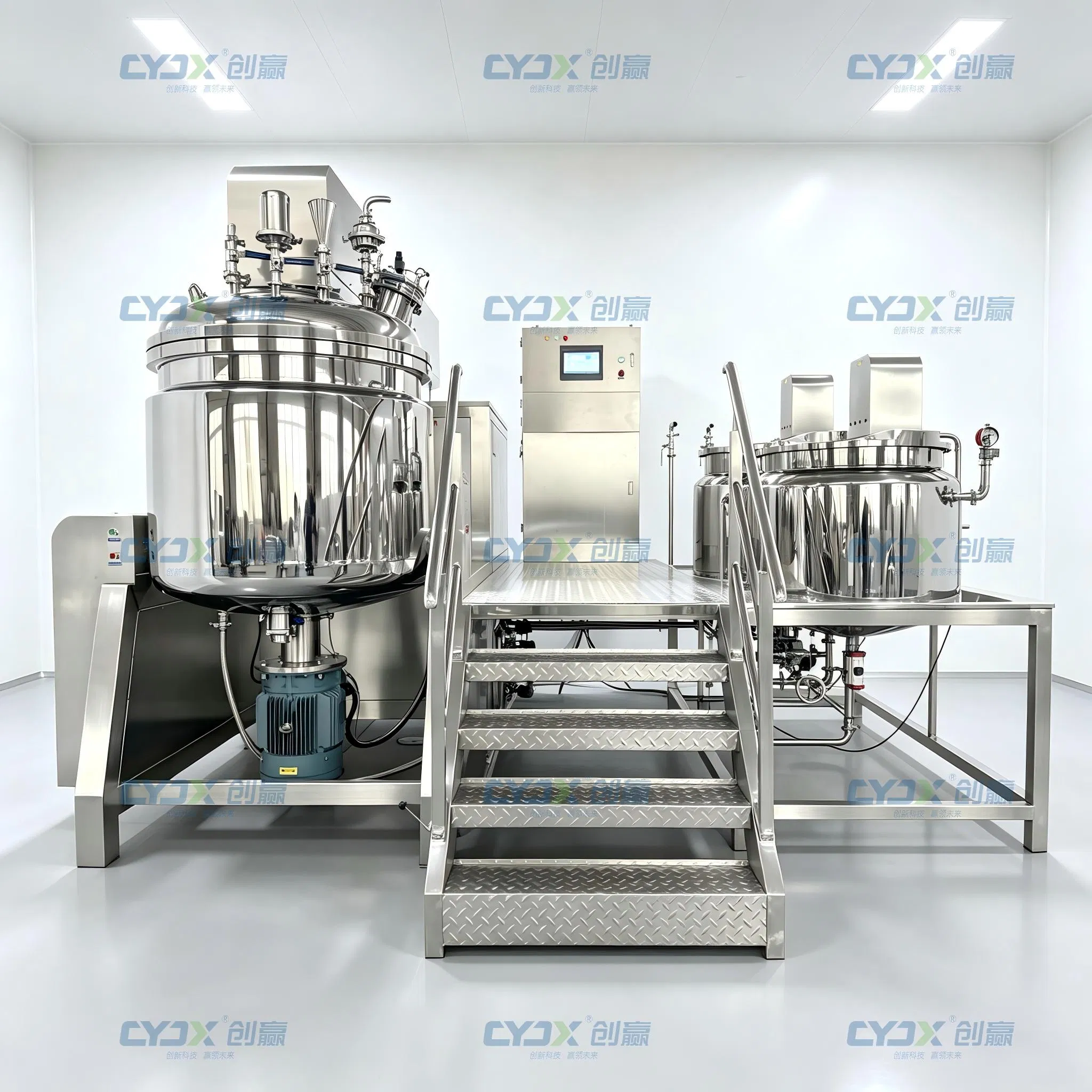 Vaso Agitador de Calefacción por Vapor 250L Máquina Homogeneizadora Cosmética para Bálsamo Limpiador y Exfoliante Corporal Mezclador Emulsificador al Vacío