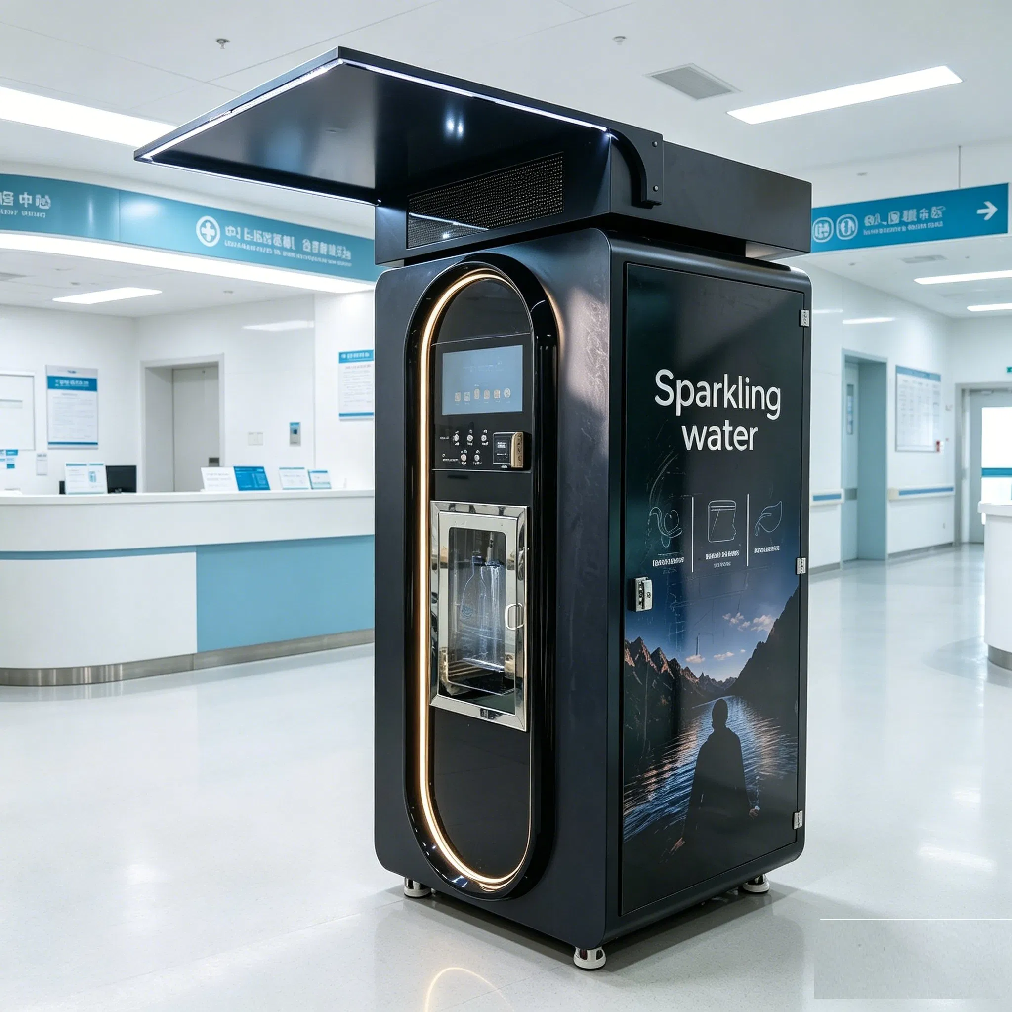 Fuente de Hidrógeno para Beber Relleno de Agua ATM Purificador Automático Dispensador de Agua Fría Agua Espumosa Máquina Expendedora