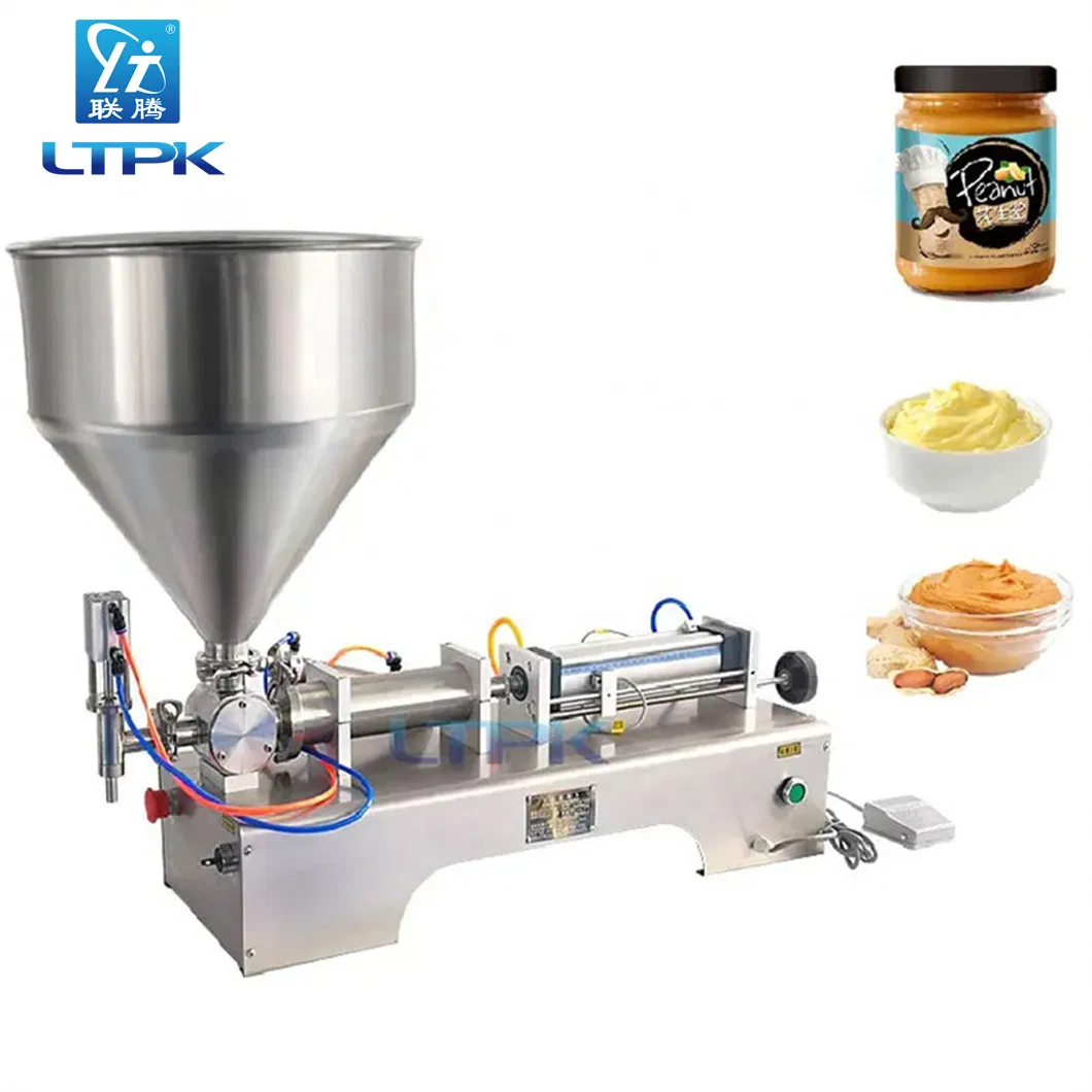 G1wg 100-1000ml Máquina de llenado de mantequilla de maní semiautomática neumática para líquidos viscosos, yogur, gelatina, pasta de tomate, mermelada, salsa, miel